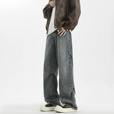 Retro Straight Jeans American High Street Men's Spring and Summer Loose Wide-leg Casual and Versatile Loose Trousers