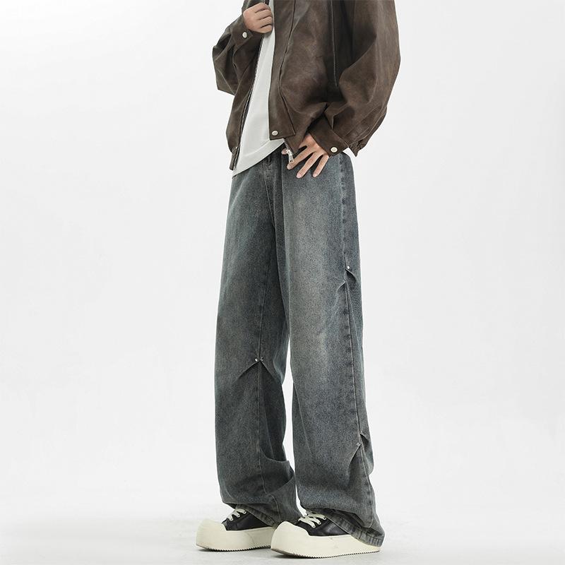 Retro Straight Jeans Men's Spring and Summer Loose Wide-leg Casual and Versatile Loose Trousers