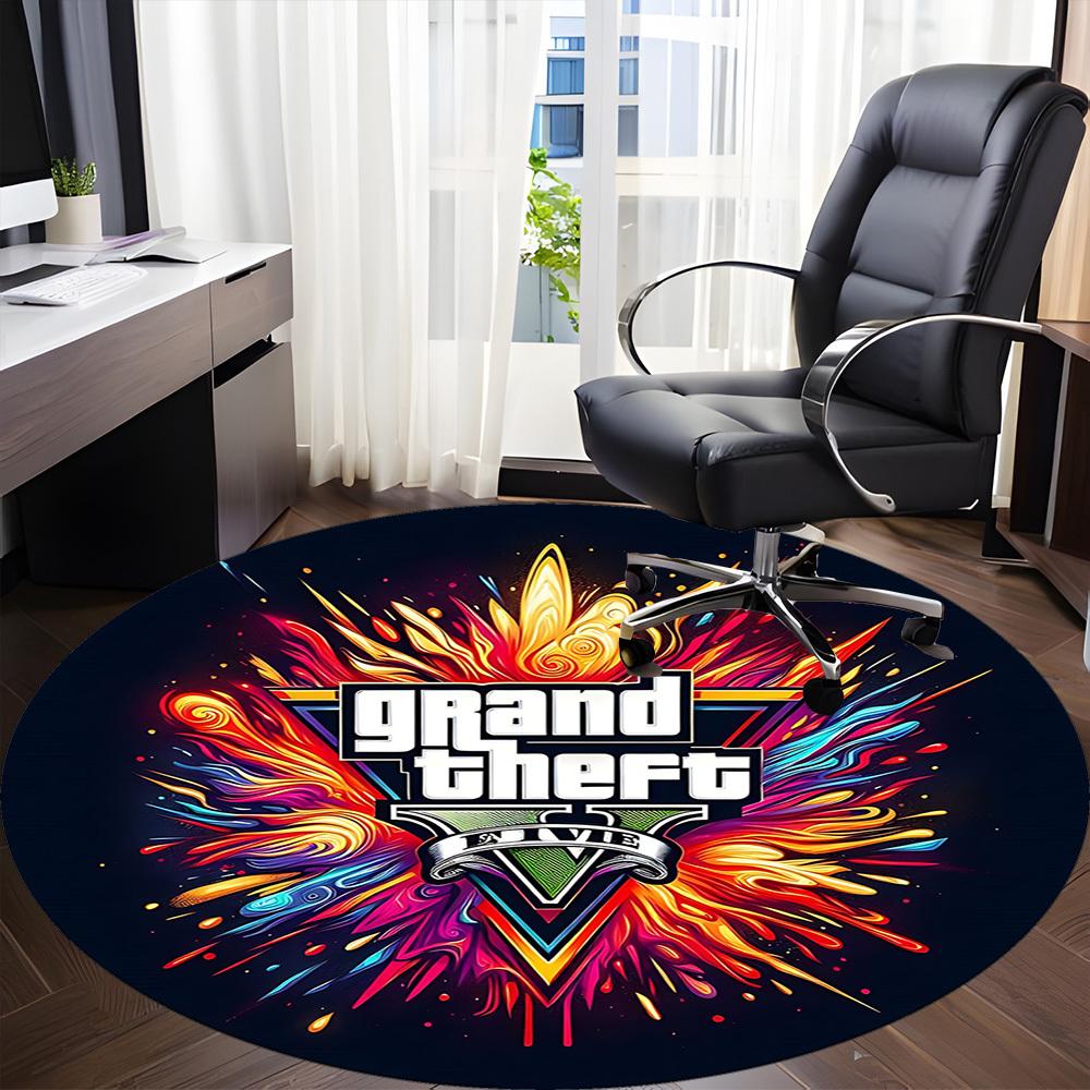 GTA V Office Round Area Rug,  Under Office Chairs Bedroom Living Room Home Decor a0908146