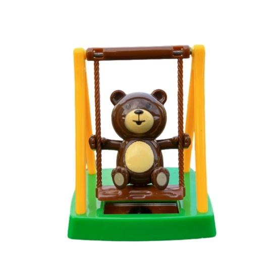 Solar Swinging Bear Car Decoration, Nodding Bear Dashboard Ornament with Swing, Bear Monkey Swing Toy for Car Office Desk A