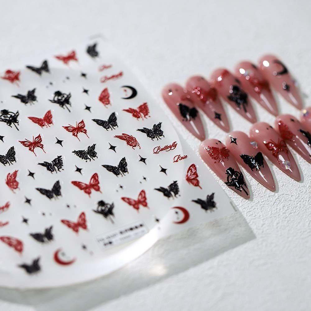 

Butterfly Flowers Nail Stickers Bamboo Pattern Butterfly Nail Decals Colorful Girls