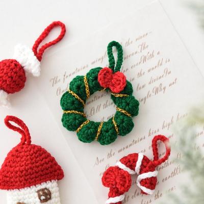 Handmade Christmas Tree Pendant Santa Claus Elk Pendant Hanging Ornament Woolen Knitted Cute Mini Mini Woolen Decor Home