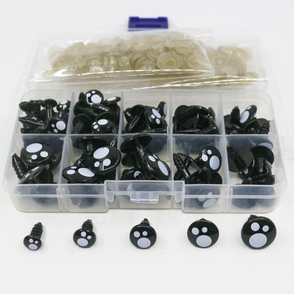 100pcs/box Oval Shape Plastic Safety Eyes Black Black Screw Eyes New Doll Bear Toys  For Toys
