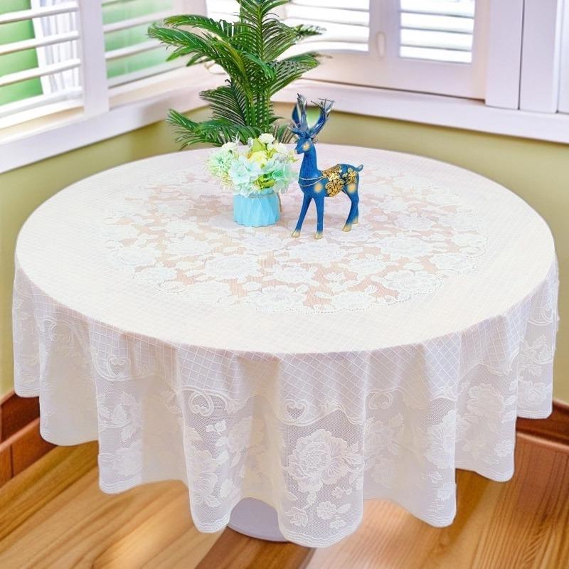 Large Round Dining Table Cloth Waterproof, Anti-Scalding And Anti-Fouling Leave-In Pvc Plastic Tablecloth European High-Grade Round Table Cloth