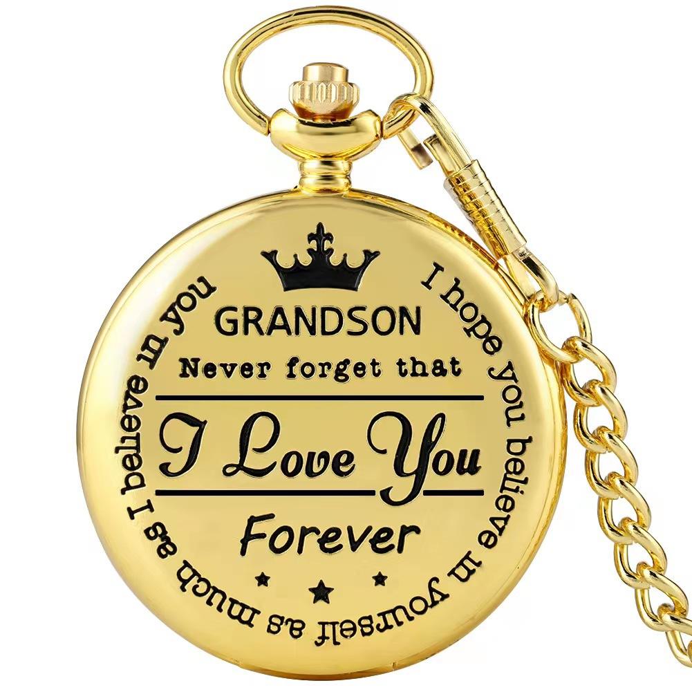 Steampunk Full Hunter Golden/Silver/Black Quartz Analog Alloy To My Daughter Pocket Watches/To My SON Pocket Watches Pendant Chain Roman Number Clock