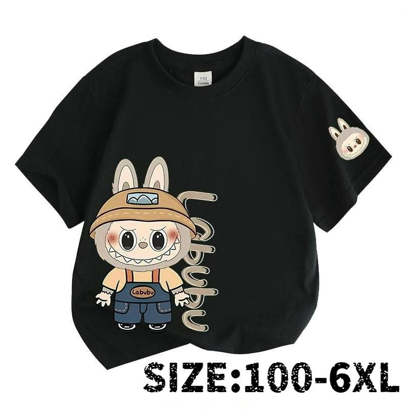 LABU Letter Elf Cartoon Graphic Printed T-shirt Kids and Women Tees Top Summer Casual Men's Unisex Short Sleeve Clothing