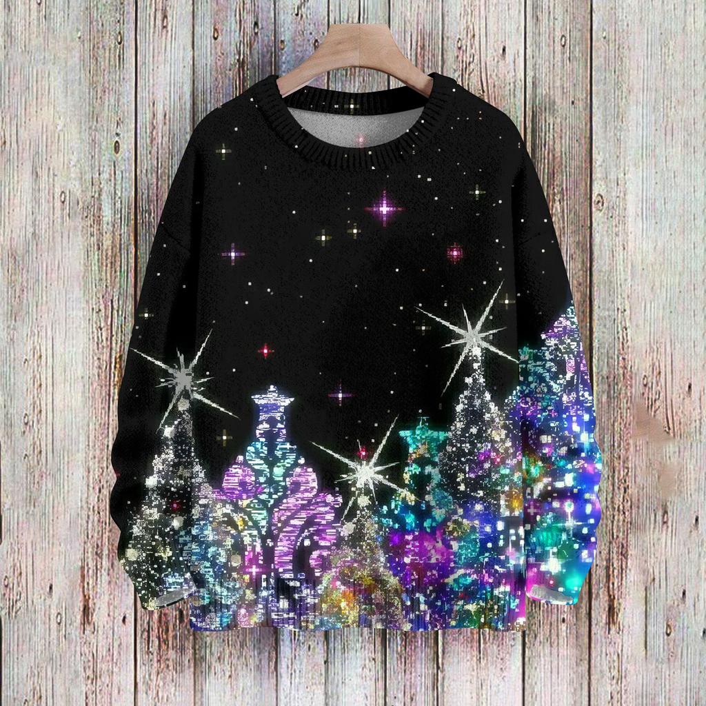 Weihnachts-Sweatshirts für Damen, Strickpullover, süßes Hemd, Herbst, Rundhalsausschnitt, Pullover, Tops