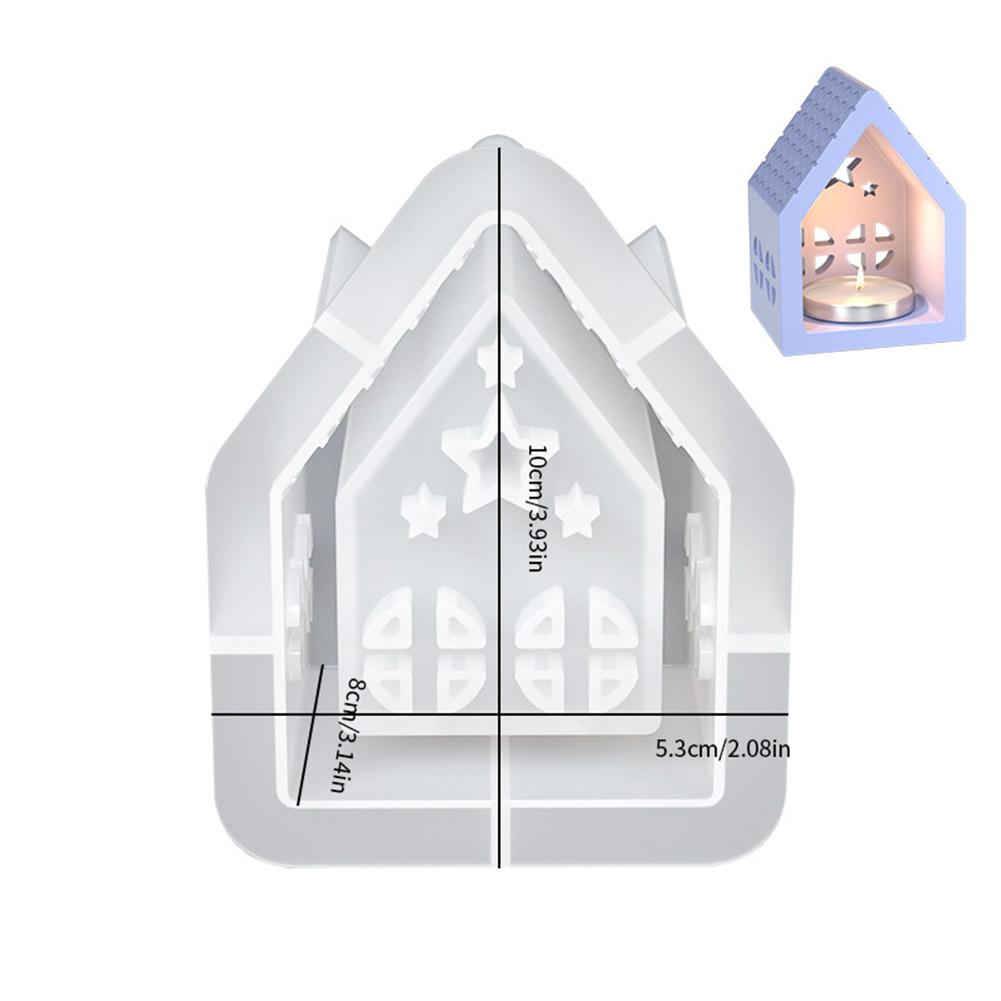 1/2/3/4Pcs Casting Mould House Candle Holder Mold Houses Casting Mould Silicone Mold Xmas Tabletop Decoration