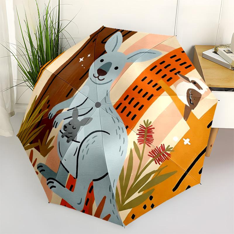 

1pc Kangaroo Bush Automatic Open/Close Folding Umbrella - Compact 8-Rib Design, Daily Use, Perfect Gift for Friends & Family yy260327100