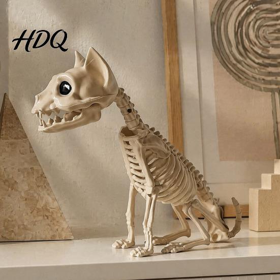 Halloween Spooky Animal Model Skeleton Realistic Fish Bird Spider Snake Cat Skeleton Detailed Decor for Party Haunted House Graveyard Scene