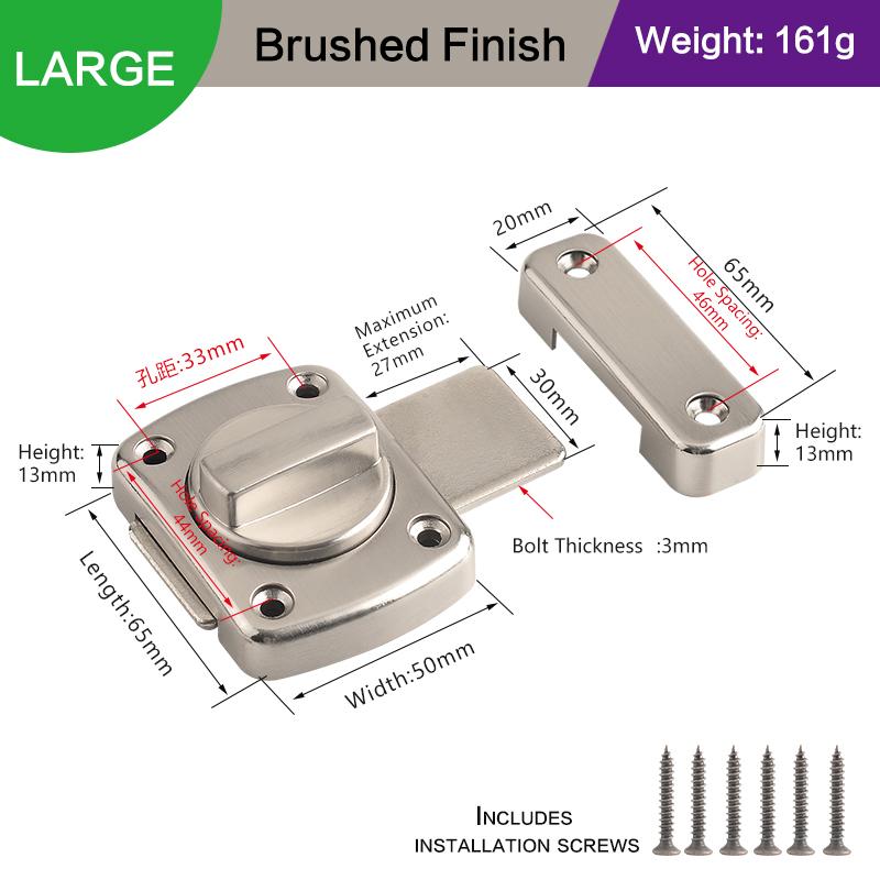 Metal Swivel Bolt Latches With Rotate Latch Bolt, Sliding Door Security Latch Features Left And Right Knob For Patio Barn And Sc