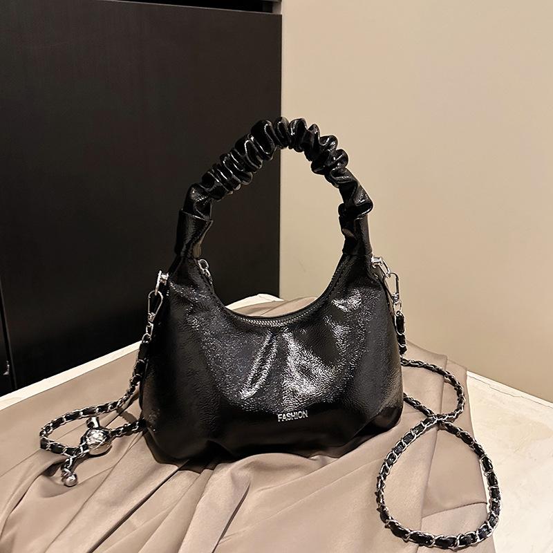 Premium red bag women's new versatile chain messenger bag exquisite pleated handbag