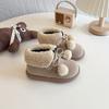 Girls' Korean-style lambswool collared cotton boots, new winter model, soft-soled, fleece-lined, thickened, warm toddler snow boots