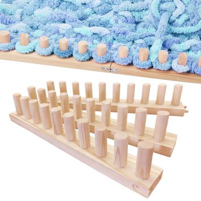Yousheng Chunky Garn Decke Webstuhl Verstellbarer Webstuhl Holzstiftrahmen Garn Decke Strickwebstuhl für DIY Überwurfdecken