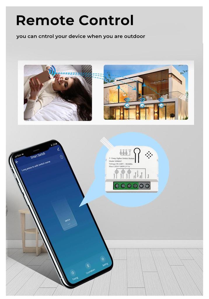 Zigbee Tuya Smart 3-Way On/Off Module for Alexa