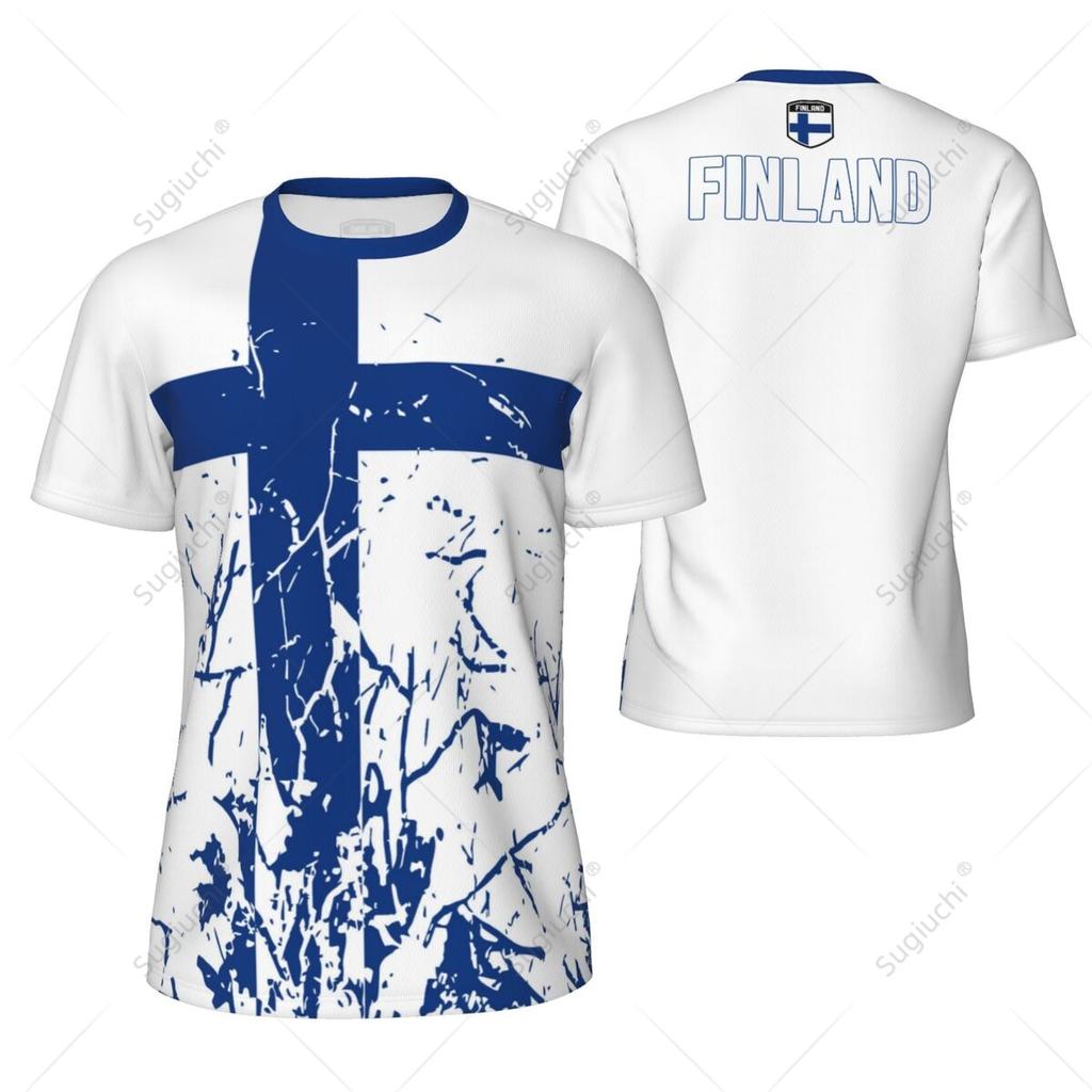 Sports Mesh T-shirt Finland Flag For Running Bike Soccer Tennis Football Fitness Tees 3D Printed Custom