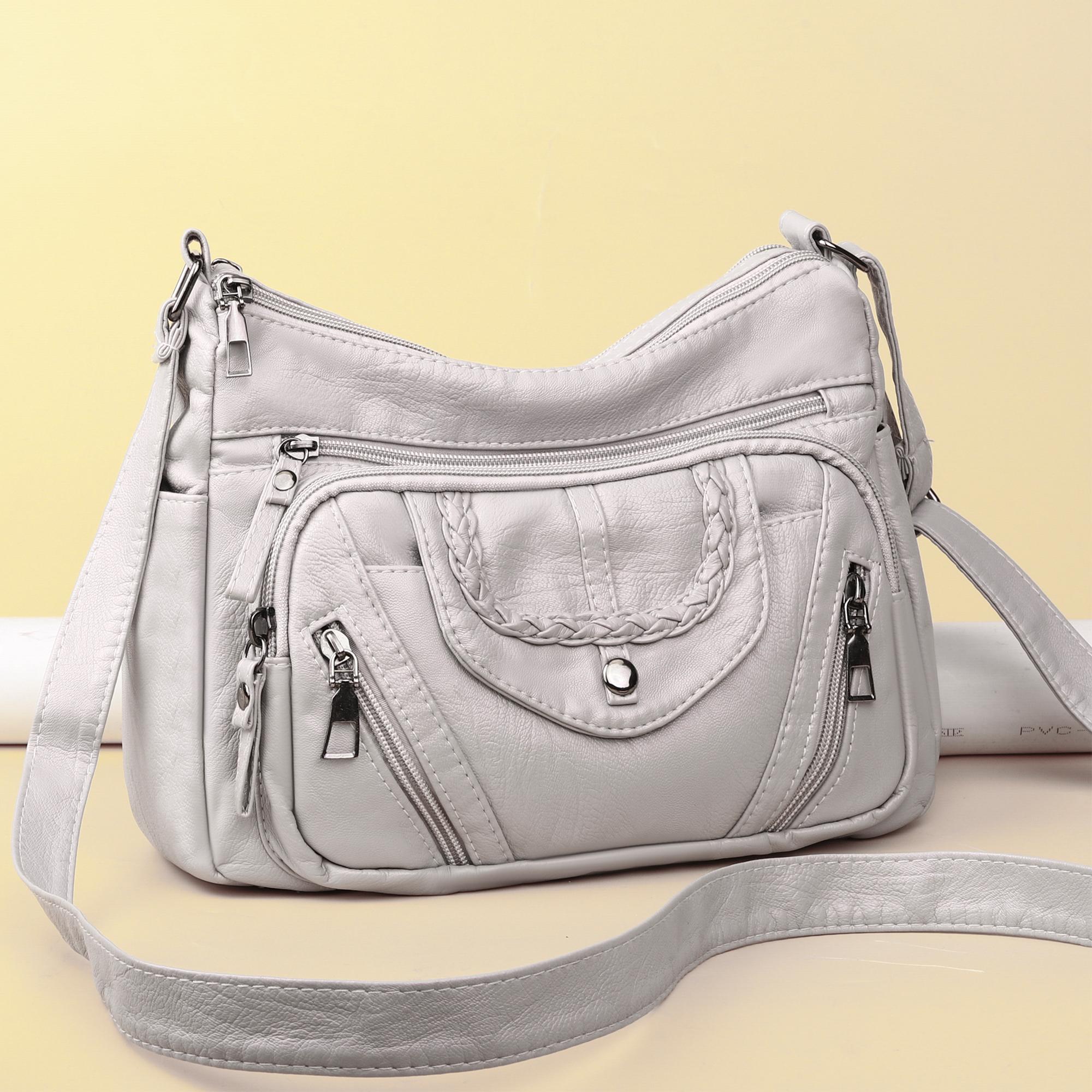 

2026 Summer Female Pu Leather Crossbody Shoulder Bags Multi-Pocket Ladies Luxury Purses And Handbags Women S Bag світло-сірий колір