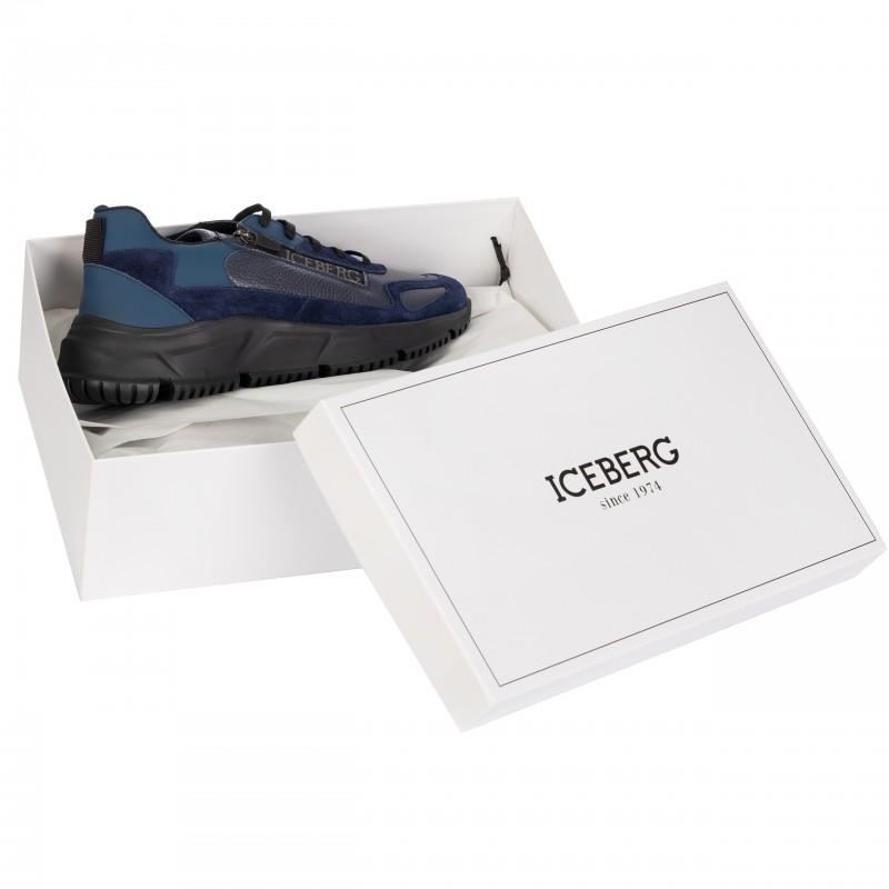 Iceberg Italian leather sneakers new comb navy - Size: 42