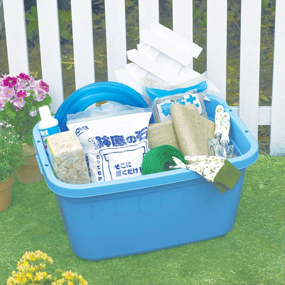 Shinki Gosei Tombo Square Basin with Drain Plug and Hose Hole, 80-Type, 80 Liters, Blue, 77cm Wide X 58.5cm Deep X 29.5cm High, Made In Japan