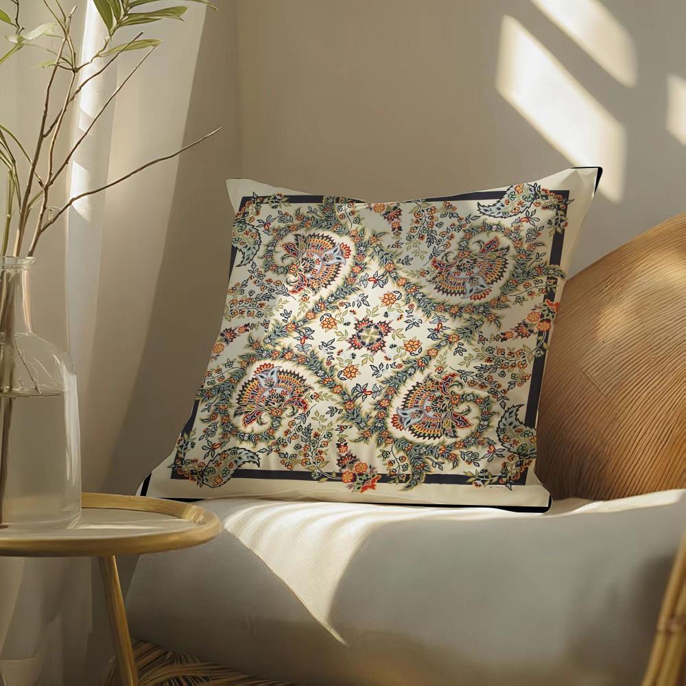 Cashew Nut Flower Pattern Natural Etro Pillow Case DoubleSided Plush Sofa Cushion Covers Organic Breathable Invisible Zipper