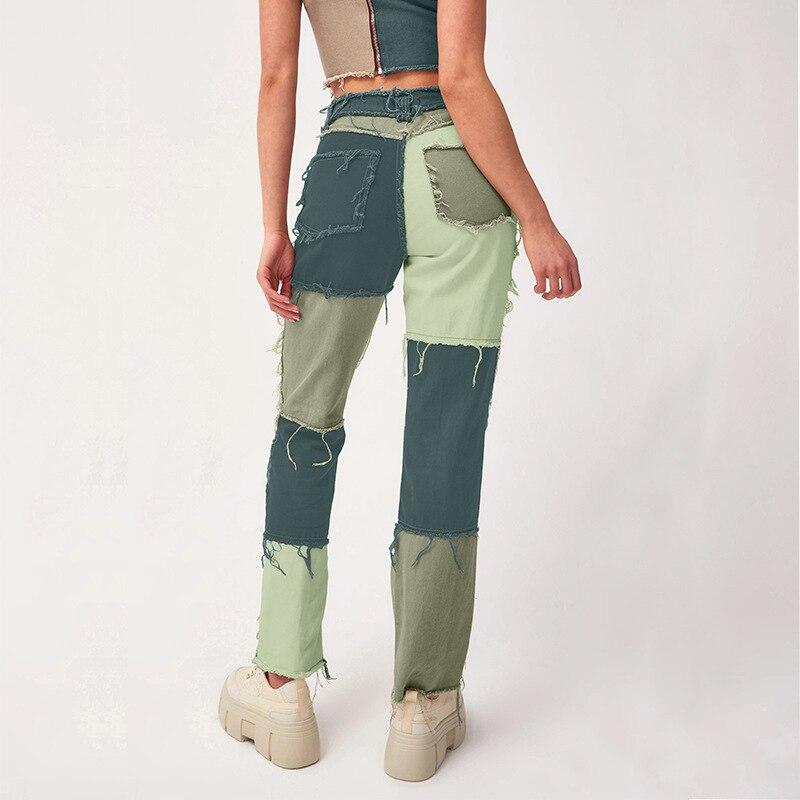 Patchwork Jeans Women Fashion Tassel 