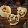 Indoor Halloween Decor Skull Candle Holder Decor, Resin Gothic Table Ornament, Spooky Shelf Festive for Party Home, Trick or Treat Centerpiece Gift