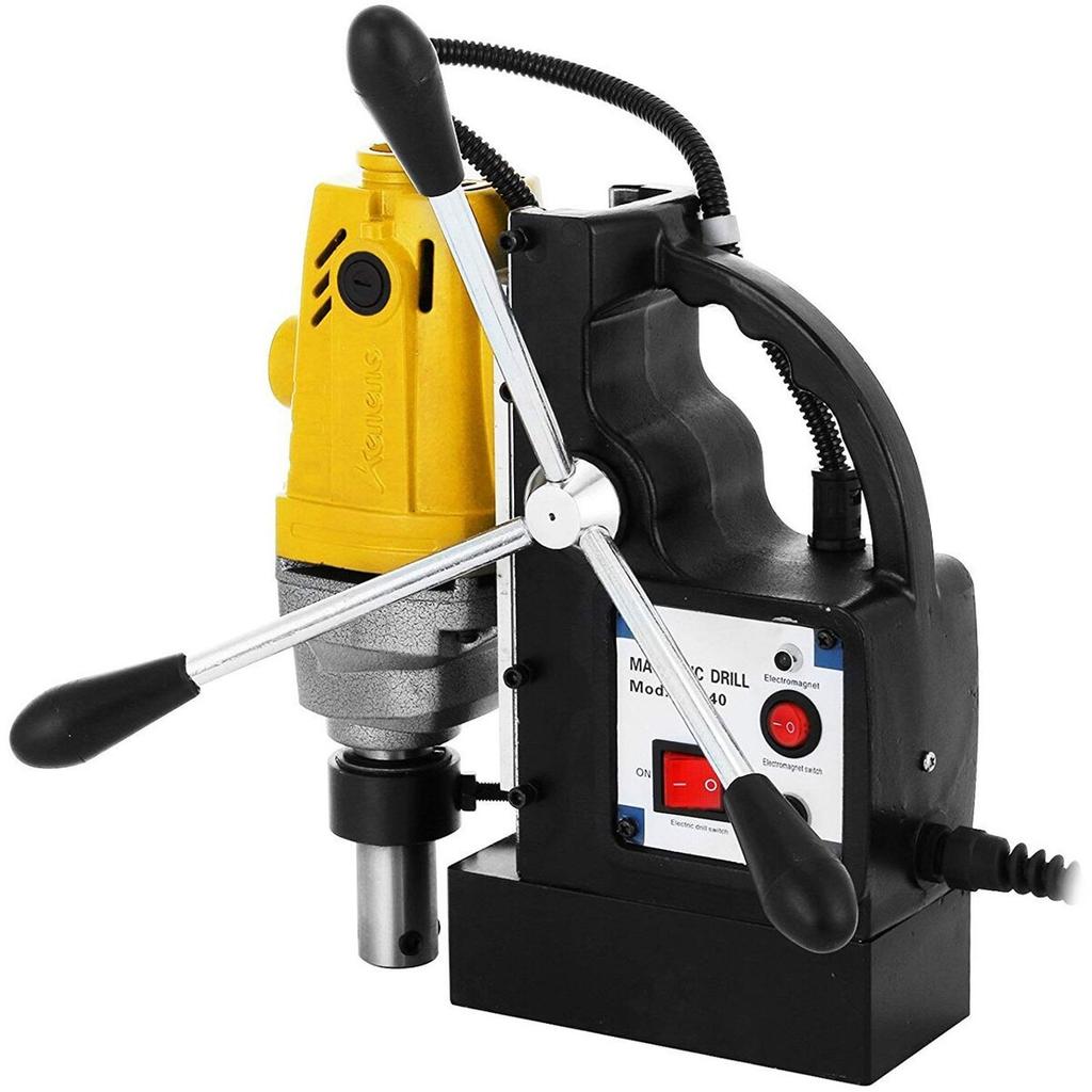 MD40 1-1/2 in. Electric Magnetic Drill Press Drilling Machine with 11PC HSS Cutter Set Precise Annular Cutter Kit Compact Switchable Evolution 1100W