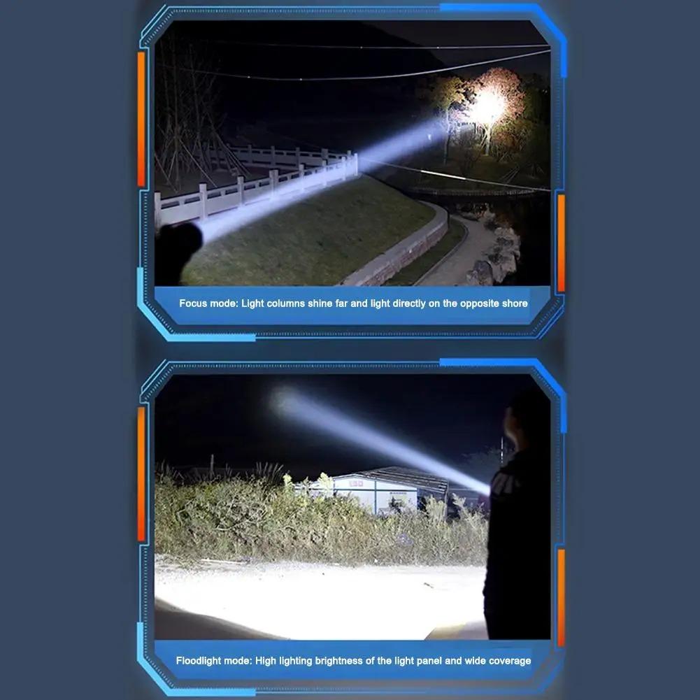 10000Lumens Super Bright Long Range LED Flashlight Outdoor Waterproof Flashlight Camping Lantern Torch Zoom Flashlight High Power Led Flashlight