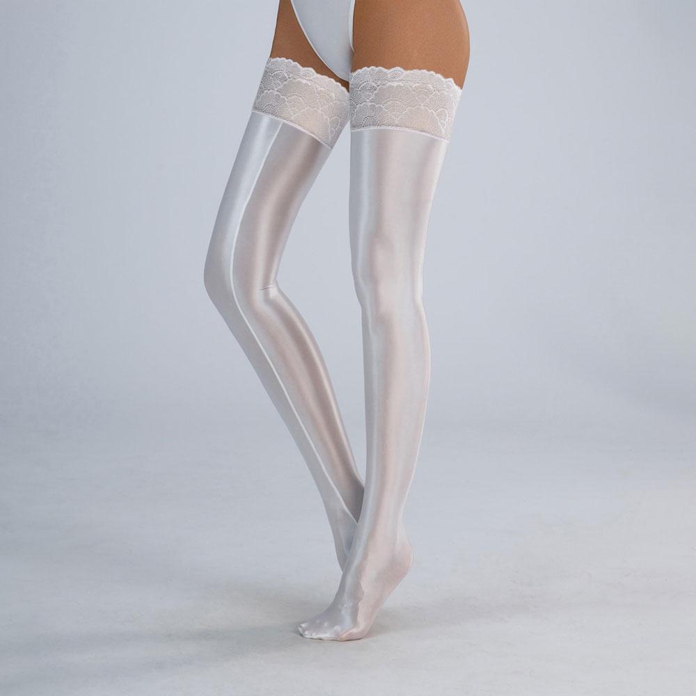 

Lace Sock Mouth Stocking Sexy High Elastic Above Knee Satin Shiny Smooth Stocking Slim Leg Fashion Club Lingeries One Size
