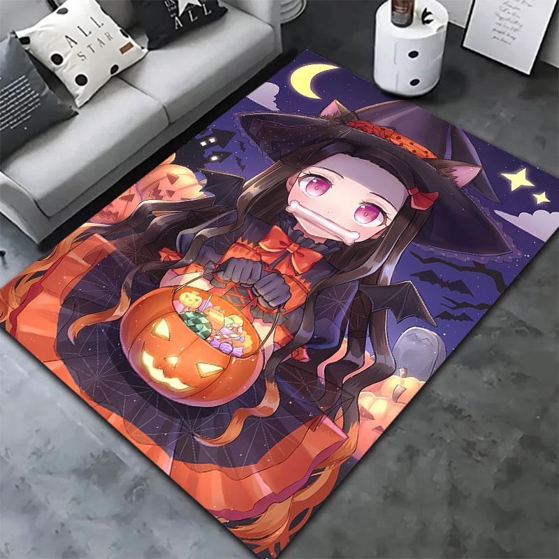 שטיח Demon Slayer לסלון, חדר שינה, קישוט ספה לבית, משחק לילדים, משטח רצפה מונע החלקה