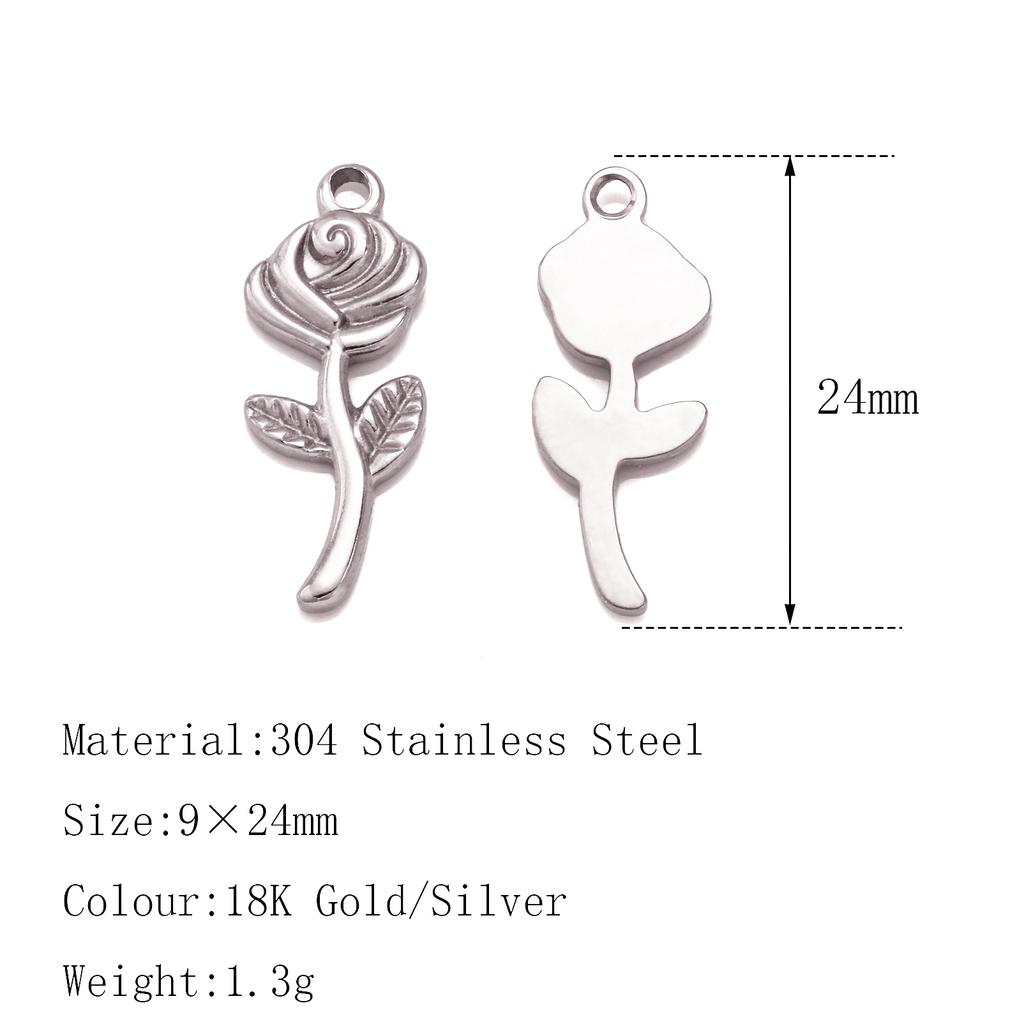 3Pcs Flower&Insect Charms Stainless Steel Exquisite Butterfly/Bee/Rose/Scarab Pendant Necklace Earring Dangle DIY Jewelry Making