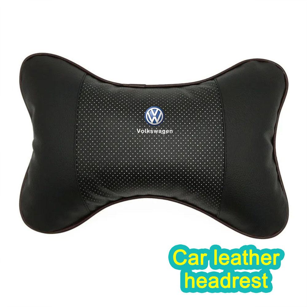 T25Car Leather Headrest,breathable Perforated Neck Pillow,car Accessories,for Volkswagen Passat Santana Tiguan Golf Bora Jetta
