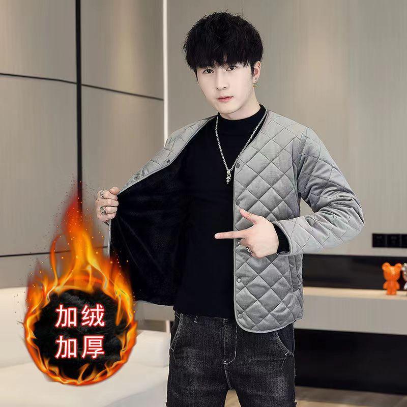 

зимняя хлопковая одежда с набивкой, многослойная и утолщенная, легкие и тонкие модные куртки без воротника, пуховики с хлопковой набивкой. XXXXL-165-90 kg