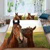Horse And Green Grass Duvet Cover Set For Kids Boys Girls Teens Lightweight Quilt Covers Spring Themed Bedding Set Bedroom Decor