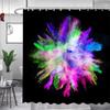 Bunter Duschvorhang Kunst Abstrakt Aquarell Mehrfarbig Regenbogen Atomare Sternenexplosion Mid Century Schwarzer Stoff Badezimmer Dekoration