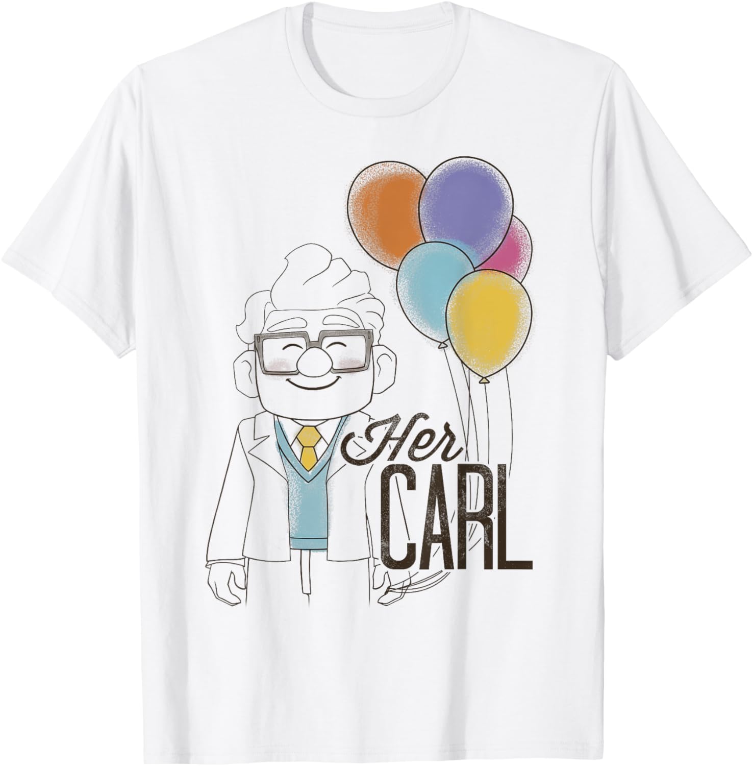 Womens TShirt Pixar Up Her Carl Womens TShirt Balloon Colorful Balloon Floated S