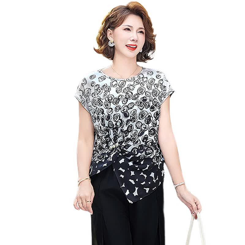 Xiaofu Mid-Aged Women's Summer Short Sleeve Top