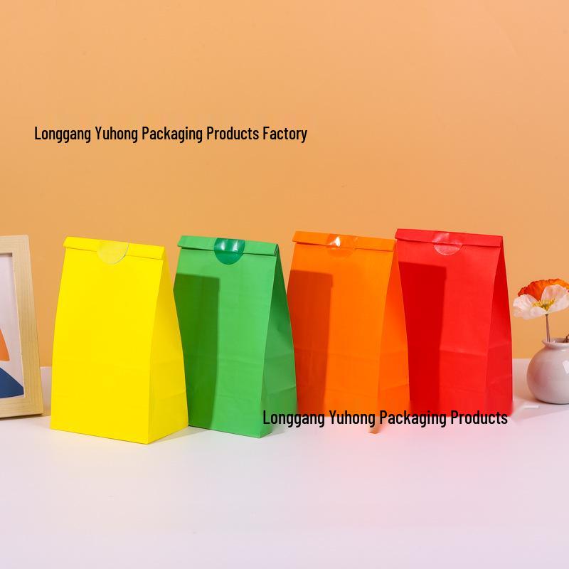 Handle-Free Colored Candy Kraft Paper Bags for Children's Gifts & Snack Storage