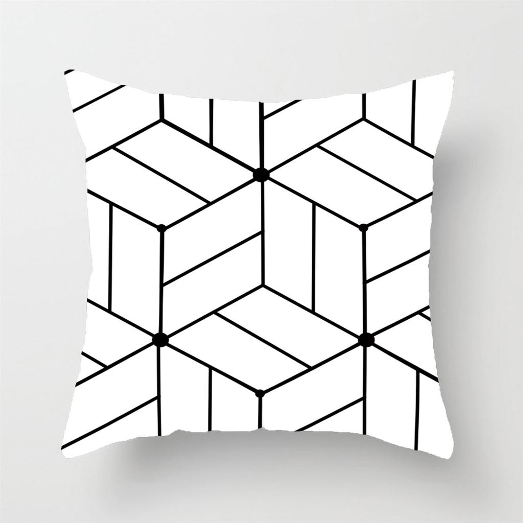 Nordic Throw Pillow Cover Plush Black and White Geometric Striped Simple Pillow Cover Sofa Cushion Cover
