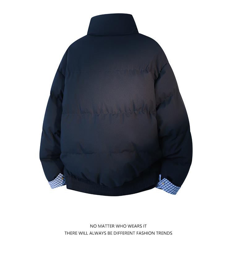 Unisex Winter Plaid Double-Layer Stand Collar Jacket