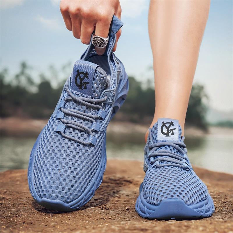 Hollow Men's Shoes Summer Casual Big Mesh Shoes Men's Outdoor Breathable Sports Mesh Trendy Shoes Men