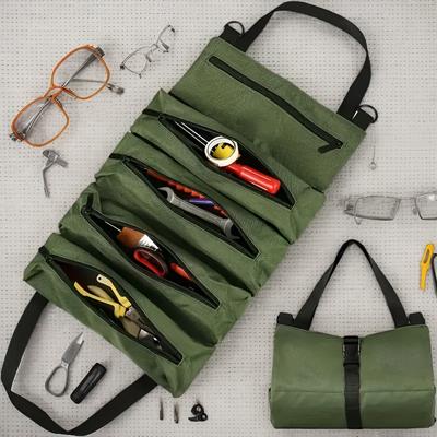 Tool Roll,Multi-Purpose Roll Up Tool Bag,Wrench Roll,Canvas Tool Organizer Bucket,Car First Aid Kit Wrap Roll Storage Case