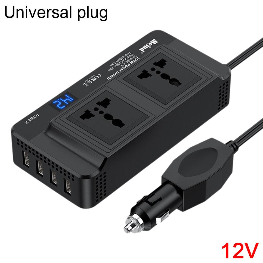 200W Car Power Inverter Modified Sine Wave Power Adapter DC 12V To AC 110V 220V  Fast Charging Universal US EU Plug Socket