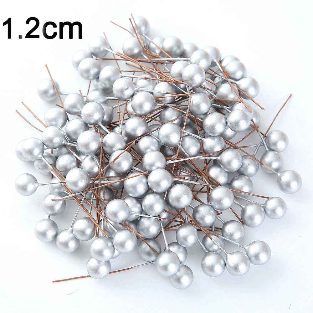 1.2cm Artificial Flowers Berry Christmas Ornaments for Home Decor Xmas Tree New Year Party Decoration DIY Cake Gift Accessories