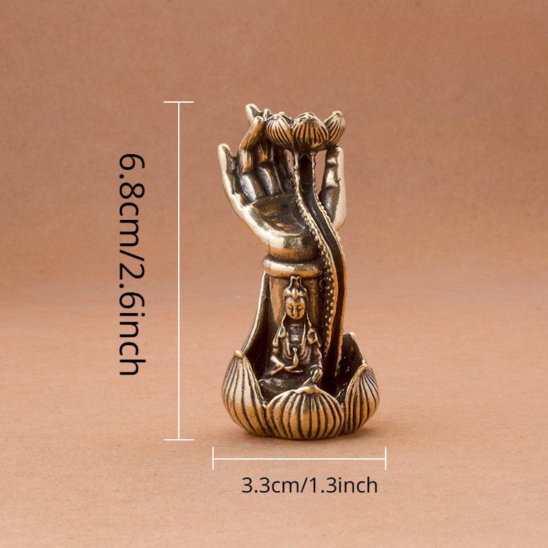 

Чистая латунь Лотос Гуаньинь Ручной поток аромата Украшение Будды Рука Гуаньинь Аромат Вставка Украшение для гостиной