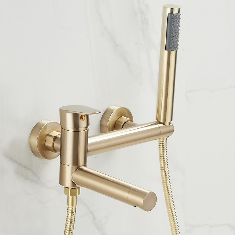 Badewannenarmaturen Modernes schwarzes Badewannen-Duschset Einzigartiges Design einer rotierenden Düsenmischbatterie zur Wandmontage für das Badezimmer