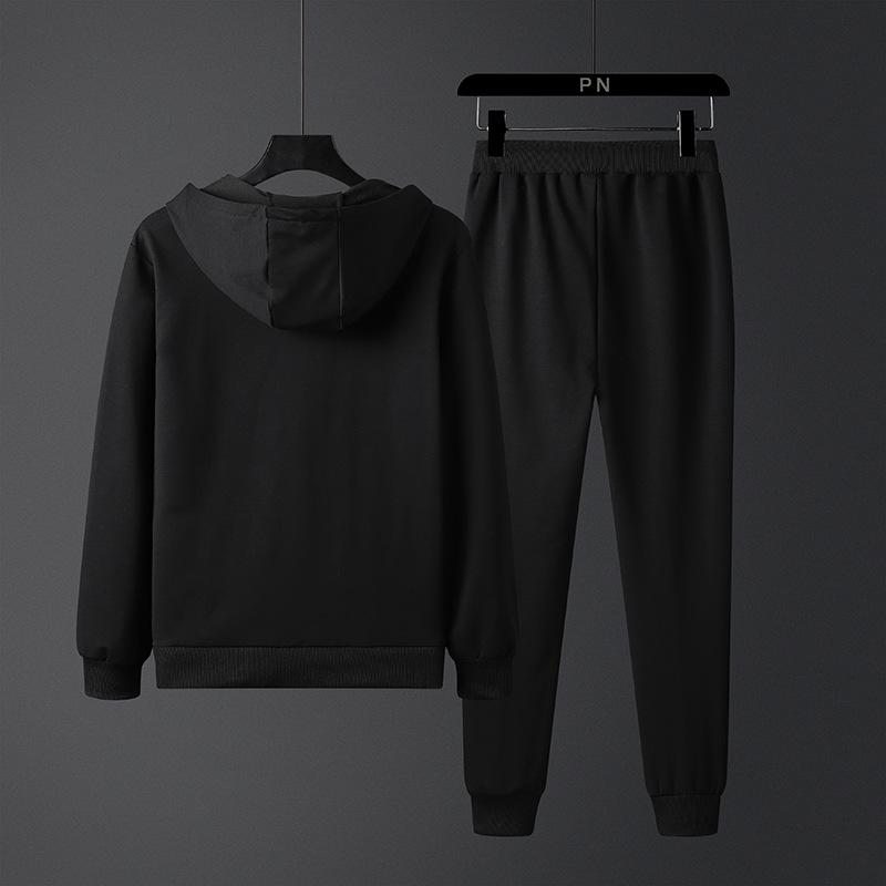 Autumn And Winter Men 'S Casual Sports Suit Hooded Plus Size Cardigan Two -Piece Suit