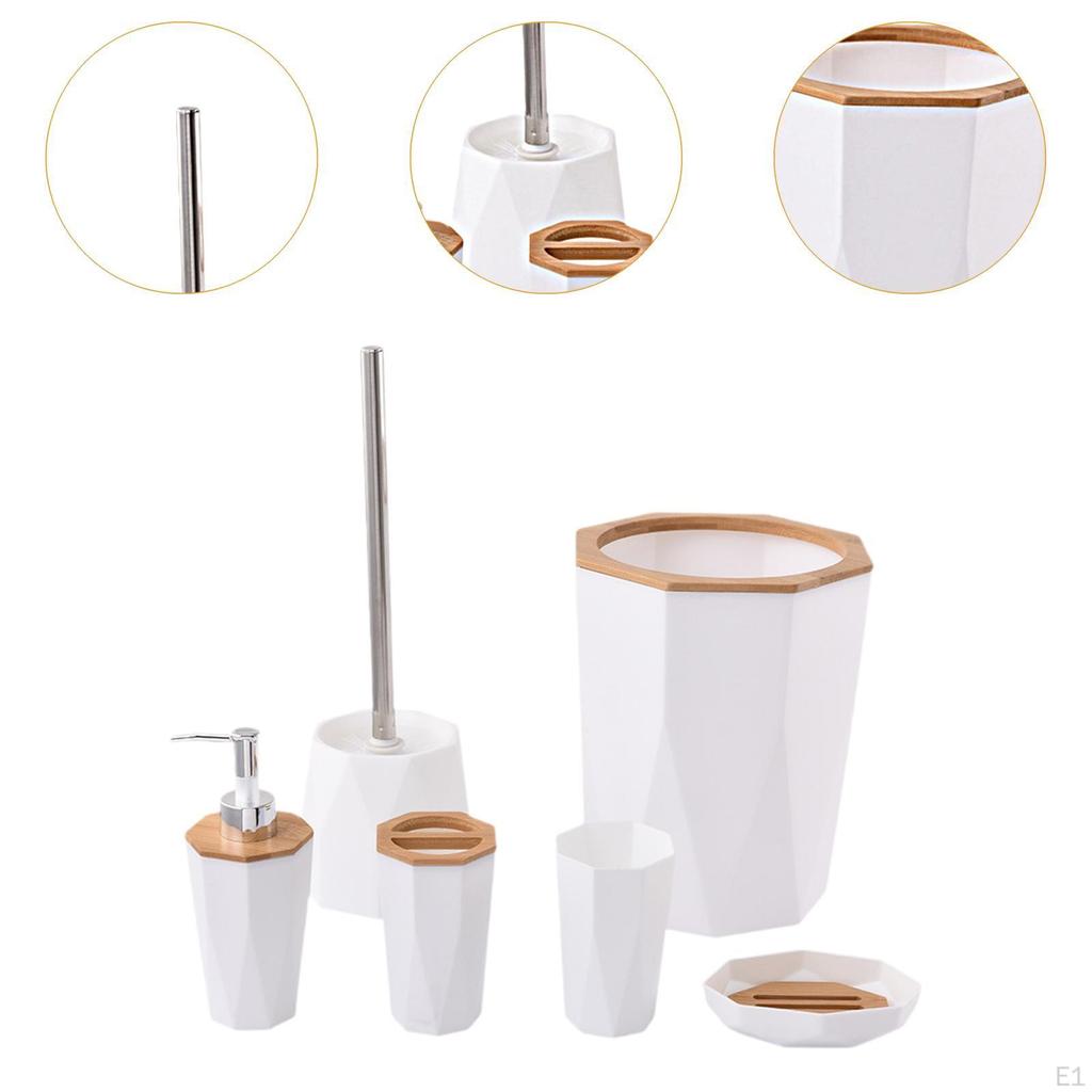 6x Bathroom Accessories Set Rinse Cup Decorative Practical Sturdy Toilet Brush Soap Dispenser for