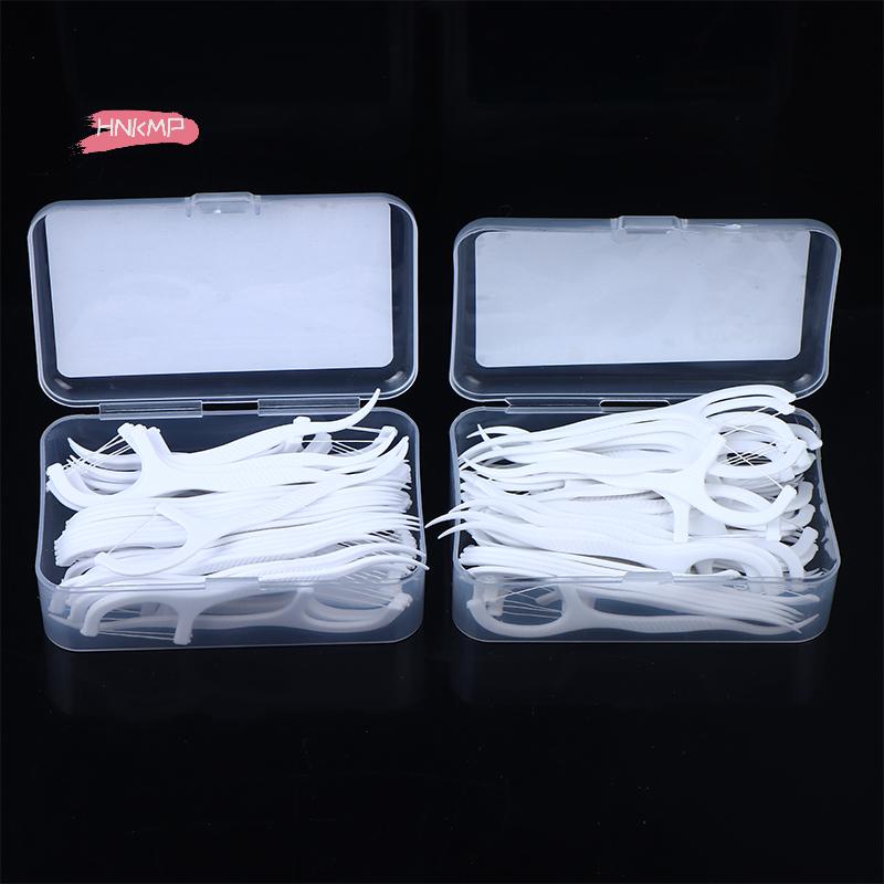 50Pcs Portable Disposable Dental Floss Picks High-Tension Toothpicks in Box Oral Care Dental Sticks for Daily Cleaning