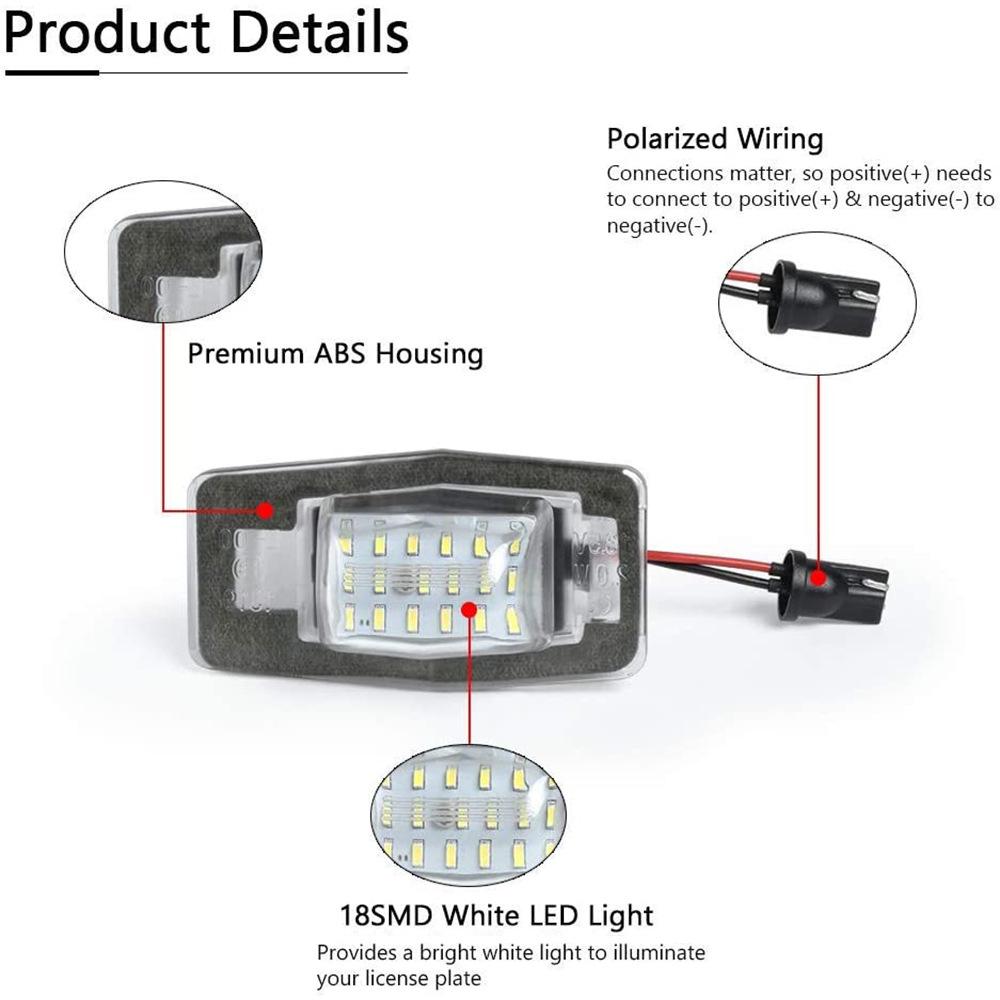 2x 18-LED Black License Plate Lights for Ford Escape/Kuga, Mercury, Mazdas MX-5/MPV